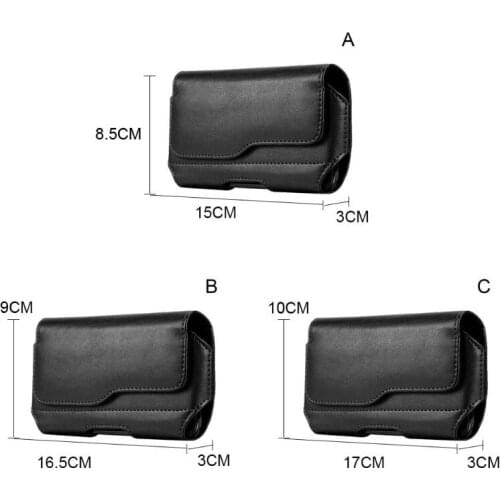 Y166 Horizontal Leather Belt Case Holster Pouch Sleeve Phone Holder for Men Travel Outdoor