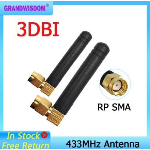 433MHz antenna RP-SMA Connector 3dbi 433 mhz antena rubber waterproof antenne for wireless watermeter Gasmeter Lorawan Emeter