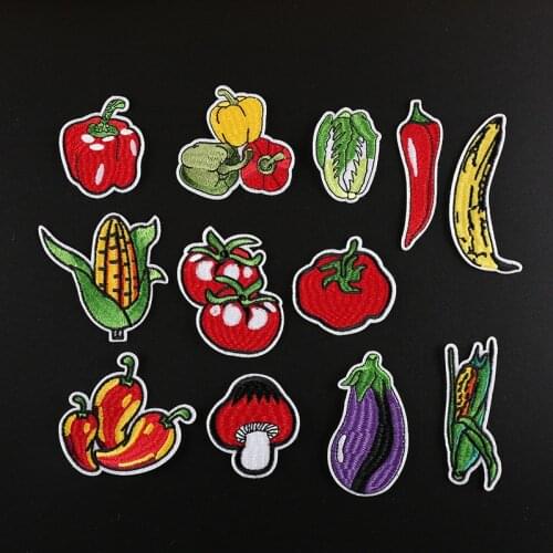 Exquisite food Cartoon Vegetable orchard Corn Tomatoes Patches for Clothing Punk Wind Diy Coat Hats eggplant Embroidery Badges