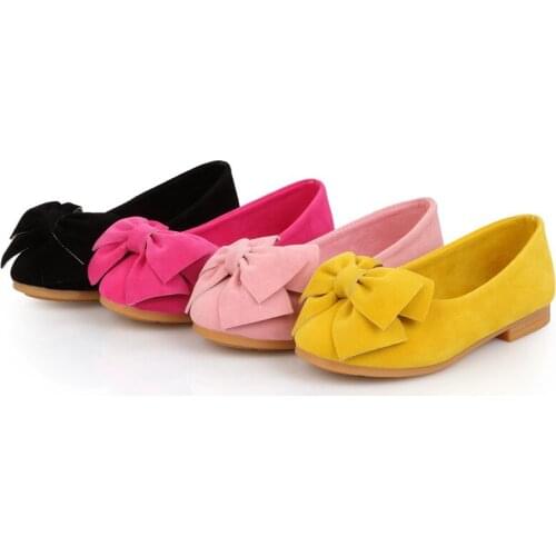JGVIKOTO New Fashion Girls Shoes PU Leather With Big Bowtie Candy Color Children Sandals Slip-on Kids Casual Shoes Loafers 21-36
