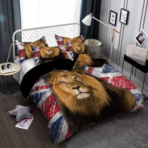 Lion 3D Printed Bedding Set American Flag Duvet Cover Sets Comforter Bed Linen Twin Queen King Single Size Dropshipping