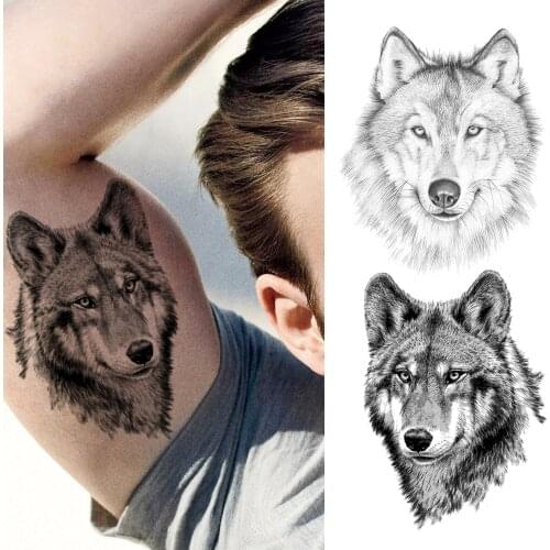 Fashion Wolf Temporary Tattoos Sticker DIY Fake Black Coyote Tatoos For Women Men Body Art Painting Arm Tattoo Decal For Holiday