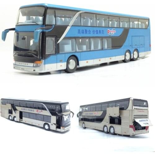 1:32 Double Deck Bus Alloy Sound And Light Return Car Model Childrens Toys With Lights Free Shipping Christmas Gift