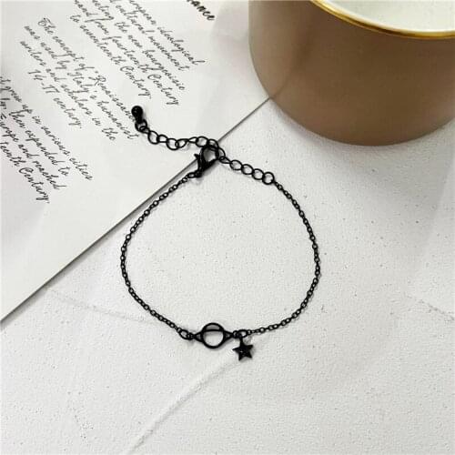 Fashion women jewelry metal black star planet bracelet for women