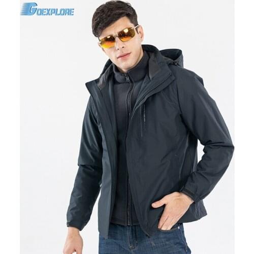 Goexplore Winter jacket men Outdoors Brand hiking camping double layer Padded Hooded Waterproof -30 Degree Sports Jacket