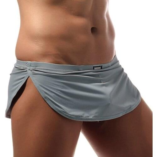 Mens Solid Boxer Shorts Skirt Men’s Towel Sweat Underpant Homewear Sexy Man Pajama Sports Vintage Sleepwear Lounge Panties