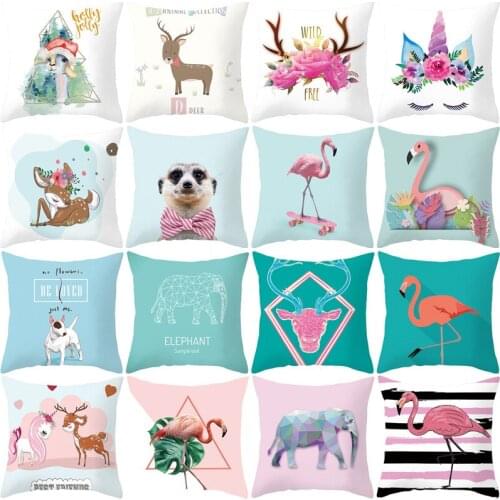 Cushion cover 45*45 Cartoon Animal Printed pillow covers sofa cushions Pillow cases Polyester pillowcase home decor 0383