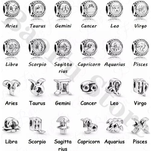 New 925 Sterling Silver Beaded Twelve Constellations Suitable For Women Original Snake Chain Bracelet Necklace DIY Jewelry