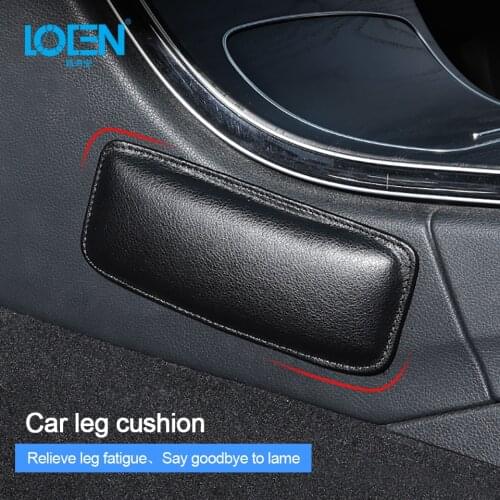 New Black Car Leg Pad Knee Support Door Control Soft Leather Breathable Foot Cushion Relieve Fatigue Interior Protect 1pcs