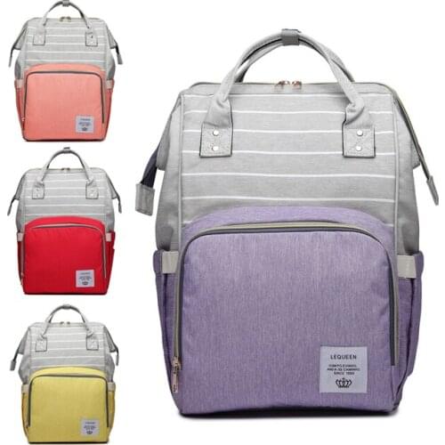 New Lequeen Nursing Care Baby Bag Stripe Diaper Bag Designer Travel Nappy Bag Organizer Waterproof Maternity Patchwork Bag