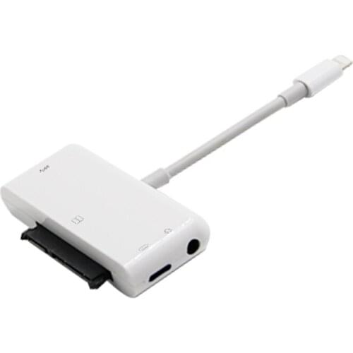 Lightning to Sata Drive 3.5mm Audio Dual USB Female Charging Adapter Converter for iPhone 11 Pro Max,new SE,500gb Movie Transfer