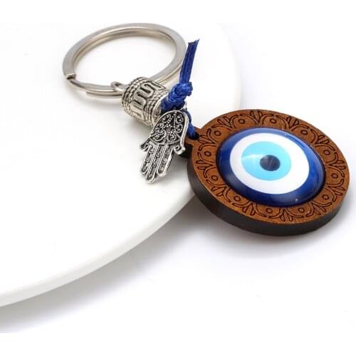 MEIBEADS Fashion Wood Cabochon Evil Eye Inner Cameo Pandent Base Trays With Metal Buckle For keychain jewelry