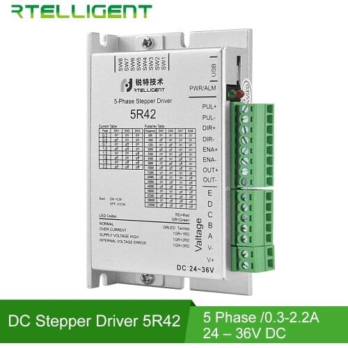 Rtelligent Nema 17 5Phase 0.72 degree Stepper Motor Driver AC/DC Motor Driver Controller for five phase Nema17 Stepping Motor