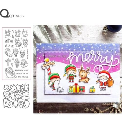 Santa Claus and Deer Cutting Dies Stamps Dies Scrapbooking Mold Cut Handmade Tools DIY Craft Decoration Stamps and Dies 2021