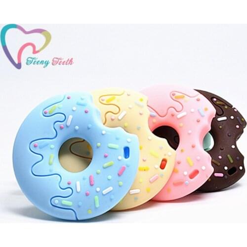 Teeny Teeth 10 PCS Silicone Donut Shape Pendant BPA Free Baby Donut Teether Silicone Accessory DIY Crafts Baby Donut Pendant