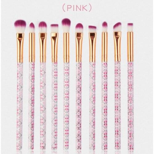 10 Pcs Sets Foundation Concealer Blush Pressed Powder High Light Eye Shadow Lips Eyebrow Brush Makeup Oblique Marbling Suits