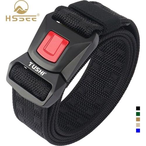 HSSEE Military Tactical Belt Rust-proof Metal Quick Release Buckle Strong Tight Nylon Outdoor Sports Belt Hunting Accessories