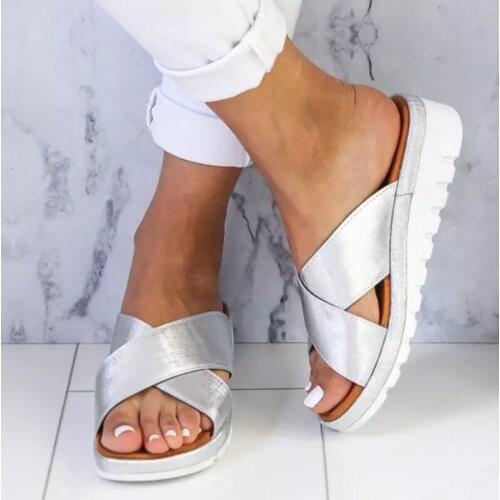 Woman Wedges 2020 Women Summer Slippers Womens Fashion Peep Toe Ladies Casual Slides Female Comfortable Beach Shoes Plus Size