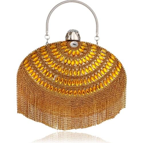 Egg Shaped Women Evening Clutch Bag Tassel Rhinestones Beaded Shoulder Chain Purse Evening Bag For Christmas Gift Bag YM1163