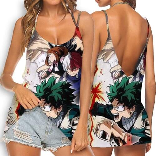 Vest My Hero Academia Anime Cosplay Tank Top Sweet 3D Print Backless Loose Women Girl Crop Streetwear Sexy T-shirt 2021 Summer