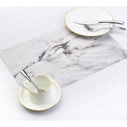 2PCS/SET Marble Pattern Anti-Slip Heat Insulated PVC Dining Table Kitchen Coffee Tea Place Mat Tableware Pad Mat Home Decor