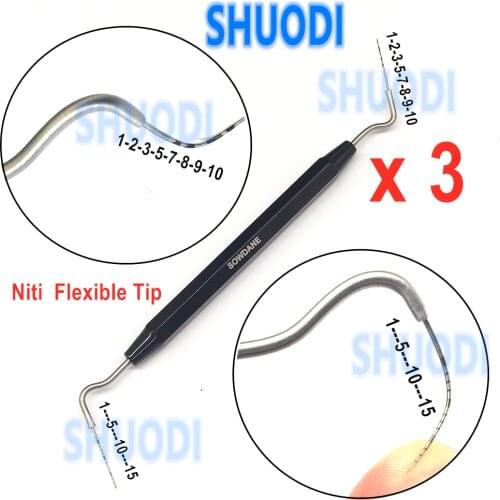3 pcs Dental NITI Flexible tip Periodontal Probe with Scaler Dentist Explorer Tool Endodontic Tooth Cleaning Tool