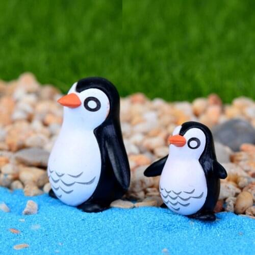 5PCS Magic Fairy Garden Miniatures Cute Cartoon Artificial Animal Penguin Micro Landscape DIY Crafts Home Decor Figurine