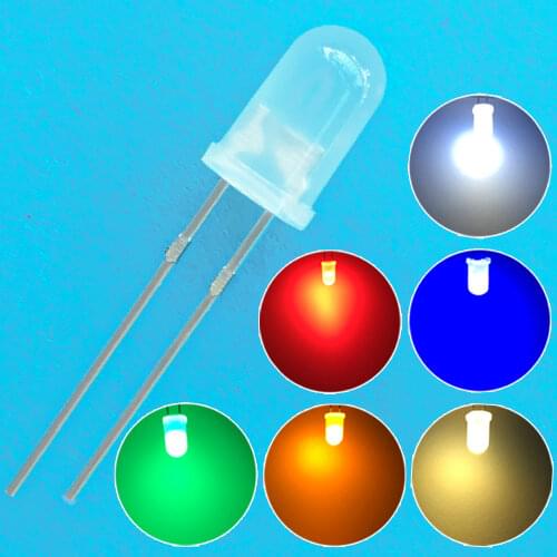 500pcs 5mm White Red Green Blue Yellow Warm White 2pin Round Light-emitting Led diode Diffused LED Bulb Light Diodes Lamp