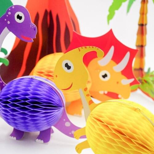 7Pcs/set Happy birthday Dinosaur Party Decoration Dinosaur Honeycomb Ball Ornaments Baby Shower Party Supply