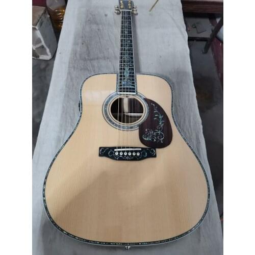 Free shipping Handmade D style 41 inch solid spruce wood deluxe inlay acoustic guitar abalone acoustic electric guitars