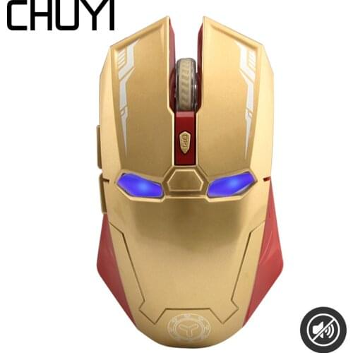 Iron Man 2.4Ghz Wireless Silent Gaming Mouse Ergonomic Optical 6 Buttons Computer Mice 1600 DPI Mouse For PC Laptop Desktop