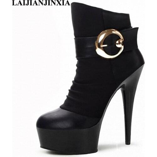 15cm ankle boots women fashion short boot winter footwear 6 inch high heel shoes sexy snow Exotic Dancer shoes