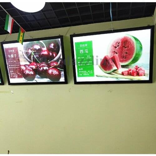Black Slimline Magnetic Aluminum Frame LED Illuminated Menu Light Boxes A1 Size Wall Mounted for Take Away Restaurant