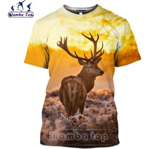 Mamba Top Sika Deer T Shirt Men Women Hot 3D Print Wild Animal Antelope Tshirt Snowfield Elk Tees Funny Cosplay Smile Streetwear