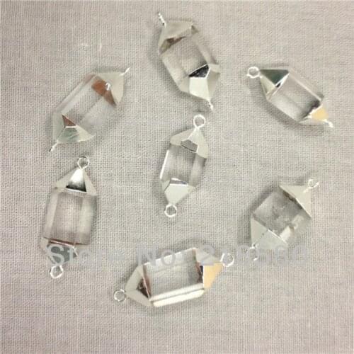 H-DP85 Crystal Quartz Point, Crystal Quartz Pendant 24K Gold or Sliver Plated