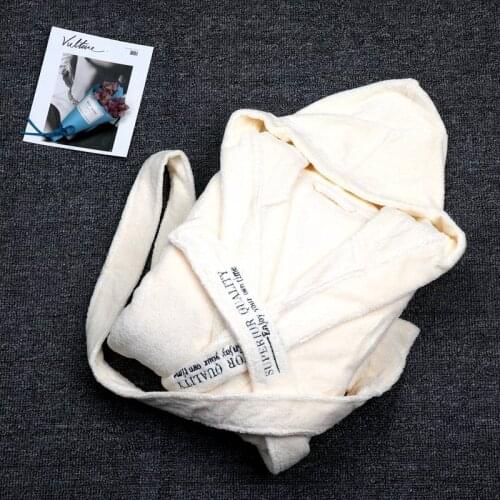 Bathrobe Hooded Women Winter Dressing Gown Warm Cotton Towel Fleece Bathrobe Ladies Robes Peignoir Femme Bridesmaid Robes White