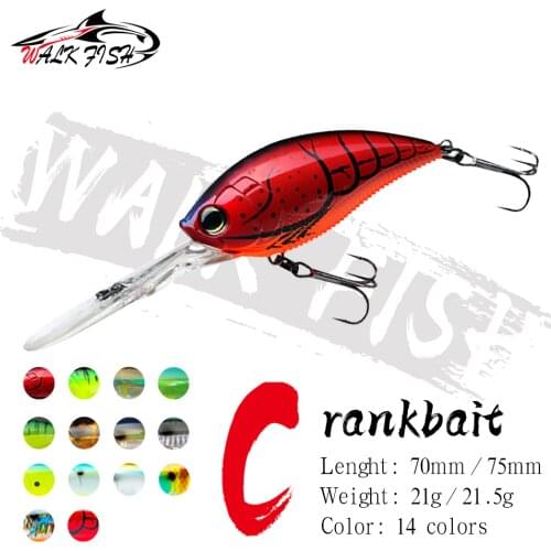 WALK FISH 70MM/75MM Crankbait Fishing Lure Floating Crank Wobbler Artificial Bait 3D Eyes Fishing Baits Hard Bait Fishing Tool