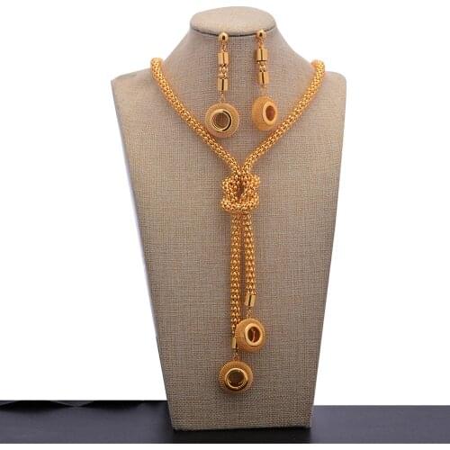 Indian Chokers Wedding Chain Jewelry Sets Gold Color Earrings For Women African/Dubai/Arab /Party Wife Gifts