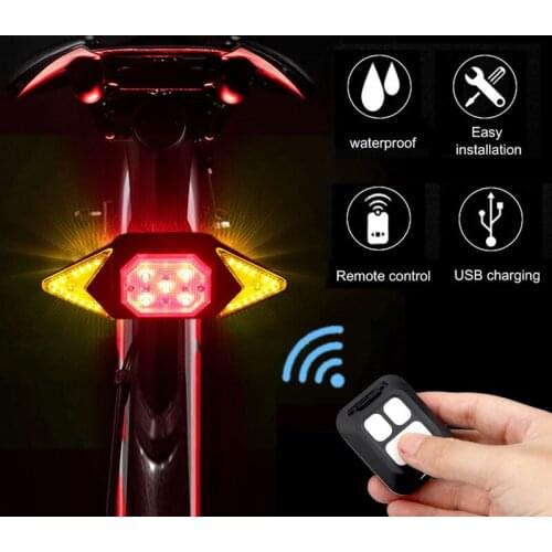 Smart Remote Control Cycling Turning Signal Taillight USB Rechargeable LED Warning Lamp Wireless Bike Light for Mountain Road