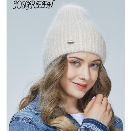 JOSGREENWStraight twist young all-match small diamond label autumn and winter double insulation fashion womens knitted hat 7 co