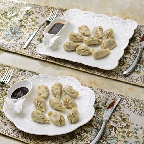 Ceramic engraving tableware plate fish dessert plate dumpling dish snack plate French fries plate