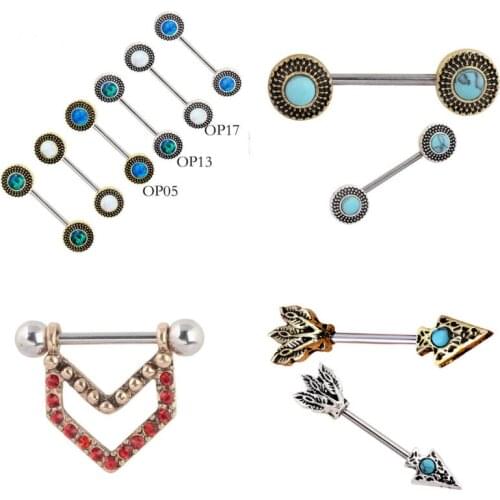 Nipple Rings Women Surgical Steel Vintage Retro Unique Design Body Piercing Nipple Bar Ring Punk Piercing