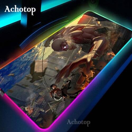 Shingeki No Kyojin RGB Mouse Pad Gaming Mouse Pad Computer Anime Mousepad XXL Mouse Pads LED Gamer Mause Carpet 900x400 Desk Mat