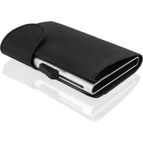 2020 Hot New RFID Aluminium Credit Card Holders Women Men PU Leather Antitheft RFID Mini Wallets Automatically Slide Card Case