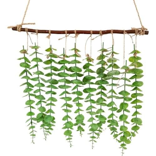 Artificial Plastic Plants 10Pcs Eucalyptus Leaves with LED Light for Home Wedding Wall Hanging Decoration Backdrops Ornament