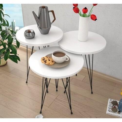 Zigon Coffee Table Metal Foot pcs set Serving Stand Oval White