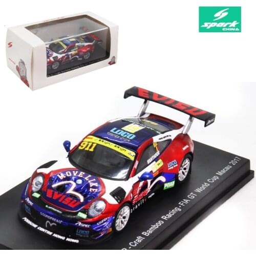 Spark 1:64 911 GT3 R No.911 Craft Bamboo Racing FIA GT World Cup Macau 2017 Laurens Vanthoor Diecast Model Car