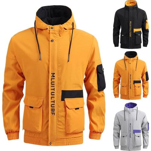 Mens Autumn Winter New Jackets Hooded Blouse Coats Trendy Printing Windproof Pilot Jacket Male Pockets Coats Dropshipping