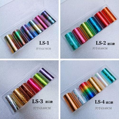 6rolls/box Gold Silver Nail Foil Set Mirror Effect Rose Gold Glitter Candy Transfer Sticker for Nails Decor Slider Decal Tip