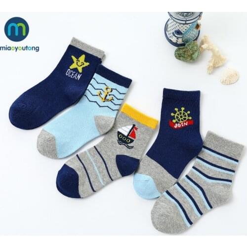 5 Pairs/Lot Boat Cartoon Soft Cotton Baby Boy Kids Childrens Socks For Girls New Years Socks Warm Socks Womens Miaoyoutong